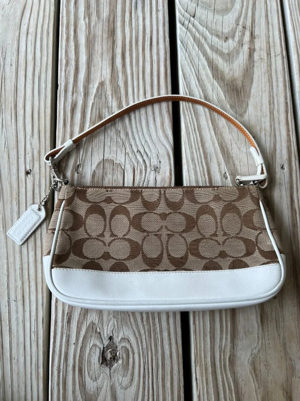 Vintage Coach Signature Jacquard Demi bag brown white leather Y2K shoulder bag - Picture 16 of 16